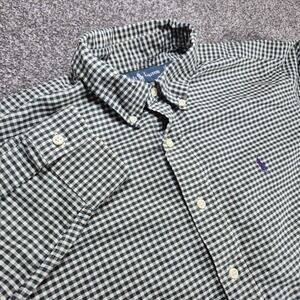 Ralph Lauren Gingham Check Button Down Shirt Men's‎ Large Green Classic Fit